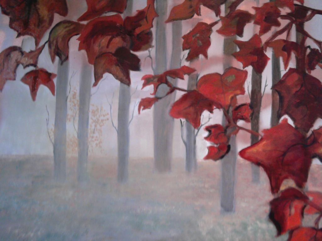 Amanecer en otoño pintura