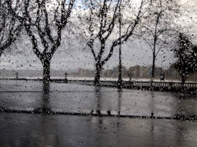 Lluvia tras los cristales.