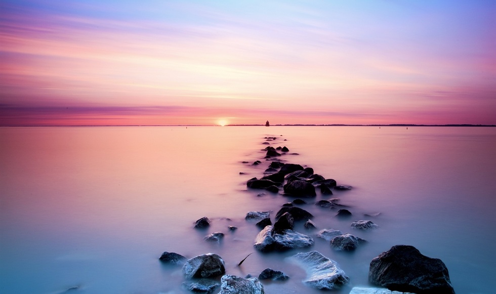 Playa al atardecer.