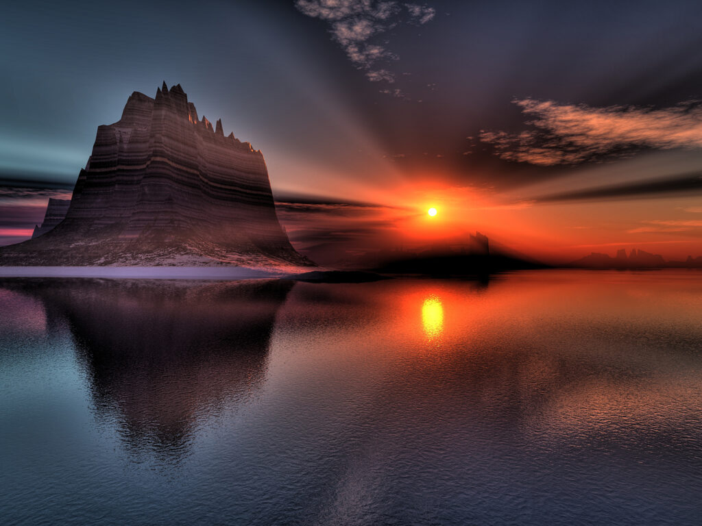 fotos-de-paisaje-apuesta-de-sol-nubes-roca-agua
